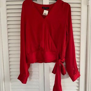 NWT Womens Banana Republic Satin Scarlet Blouse with Sash